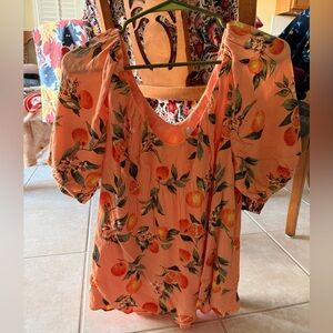 LOFT Orange Floral Blouse